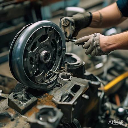 拆卸滑轮，轻放防油漏