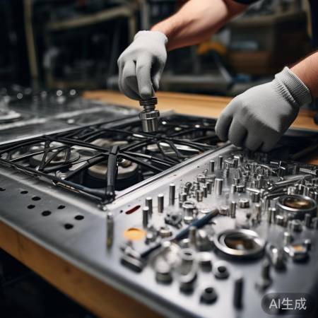 油烟机部件清洗后重新组装。