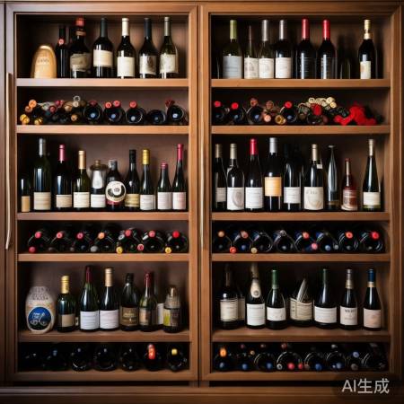 酒柜分类摆放，平衡美观