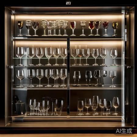酒柜红酒杯层次排列