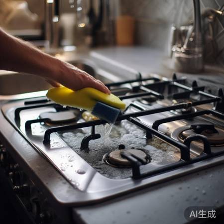 轻柔擦洗燃气灶表面